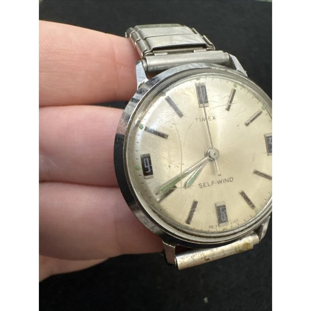 vintage Timex Viscount Self-Wind (Automatic) Mens Watch 4017 3169 Working Silver